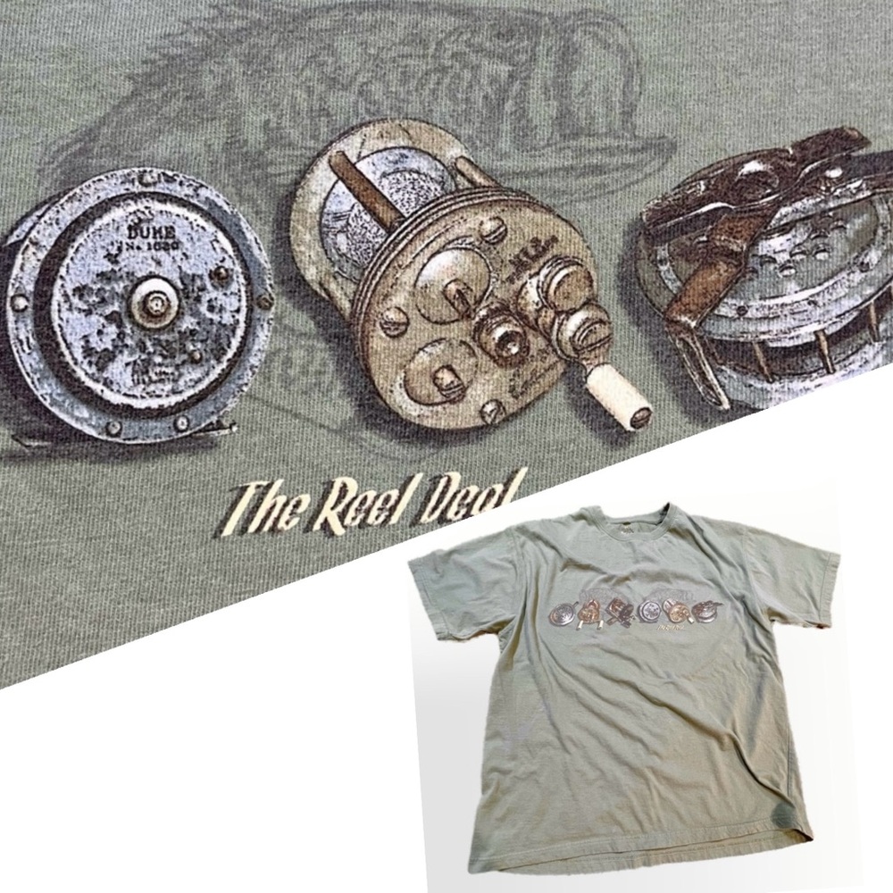 Fishing graphic tee tshirt The Reel Deal humor funny outdoors sportsman dad